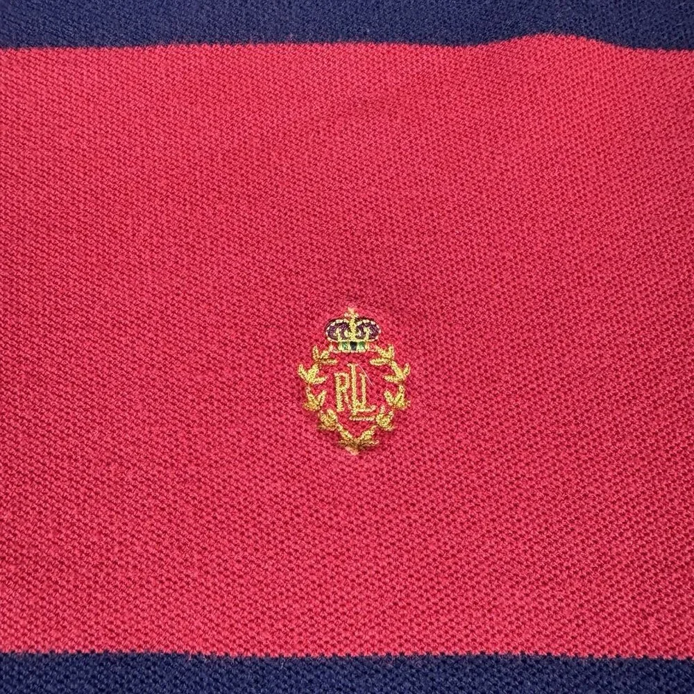 Lauren Ralph Lauren Mens  XL Red & Blue Striped Rugby Shirt Long Sleeve Polo